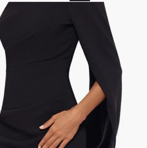 NWT Betsey & Adam Cape Sleeve Crepe Sheath Dress in Navy 14 - Picture 3 of 8